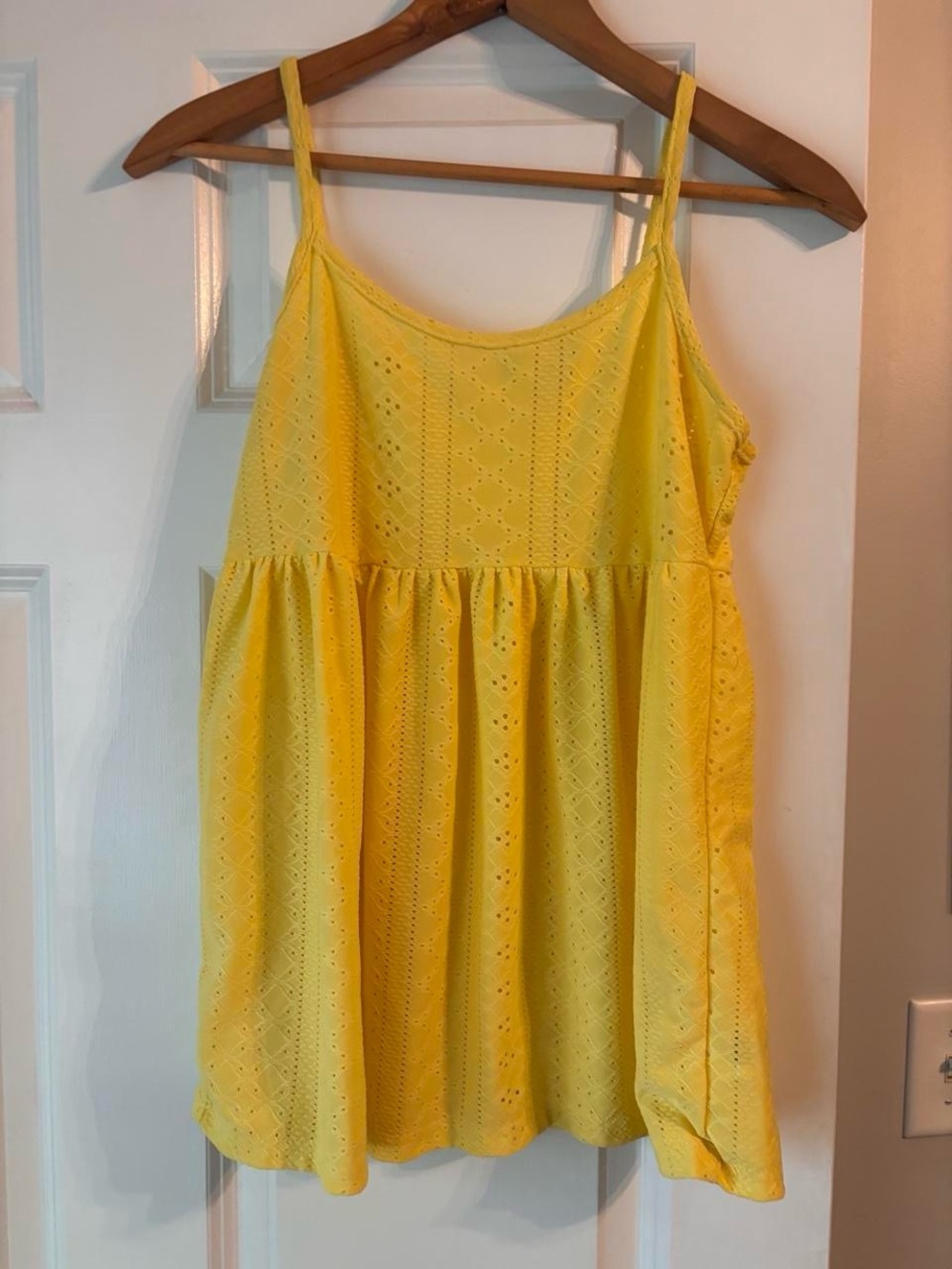 Yellow Eyelet Spaghetti-Strap Kids Dress